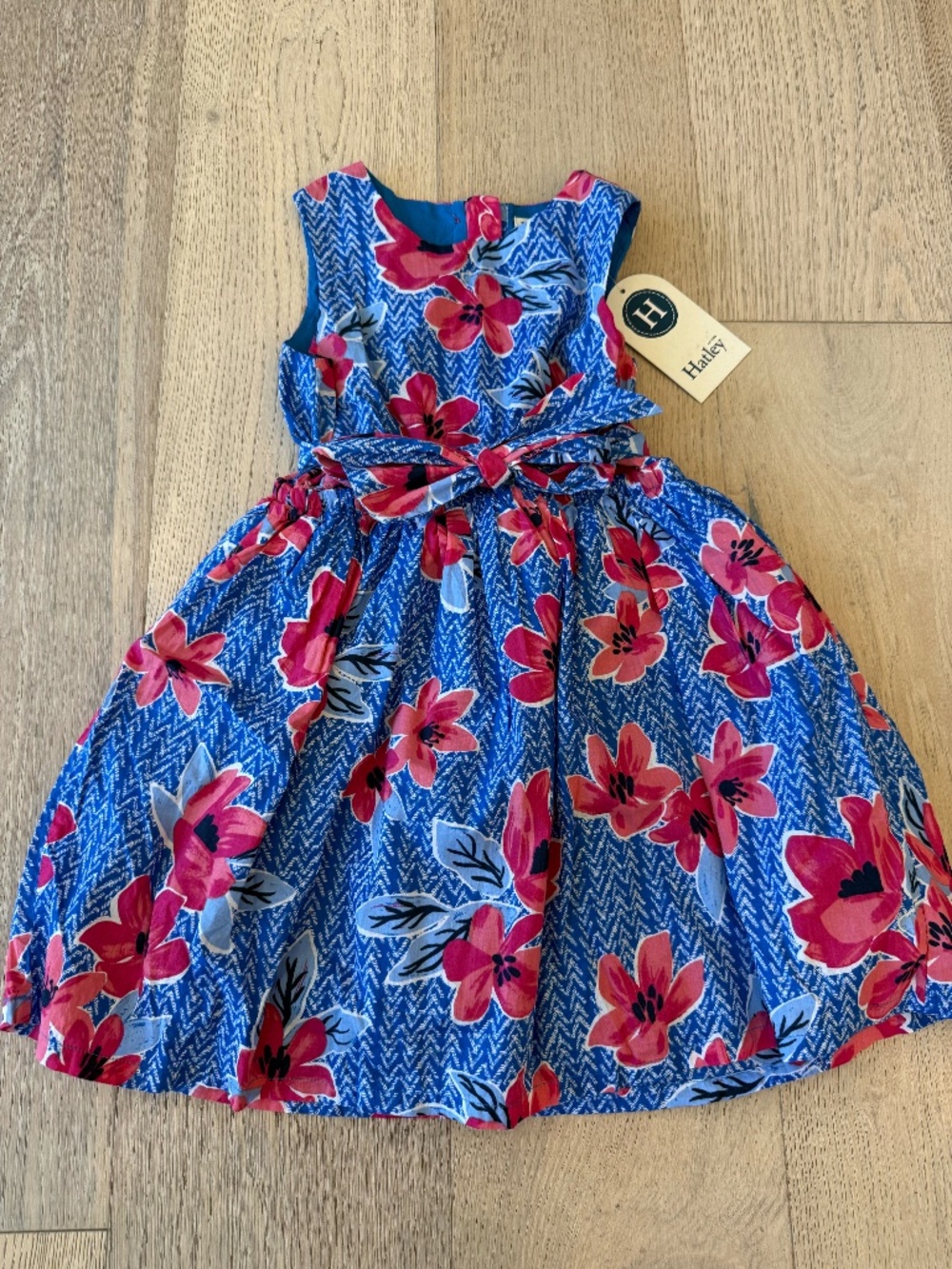 NWT Hatley Bold Floral Party Dress Girls Size 6 Blue Pink Fit & Flare